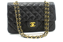 CHANEL Classic Double Flap 10" Chain Shoulder Bag Black Lambskin n44 hannari-shop