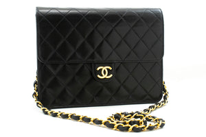 CHANEL Small Chain Shoulder Bag Clutch Black Quilted Flap Lambskin n85 hannari-shop