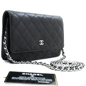 CHANEL Grained Calfskin Wallet On Chain WOC Black Shoulder Bag n94 hannari-shop