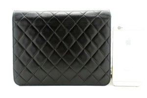 CHANEL Small Chain Shoulder Bag Clutch Black Quilted Flap Lambskin p06 hannari-shop