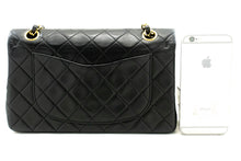 CHANEL Classic Double Flap 9" Chain Shoulder Bag Black Lambskin p02 hannari-shop