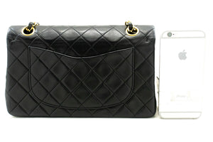 CHANEL Classic Double Flap 9" Chain Shoulder Bag Black Lambskin p02 hannari-shop