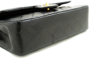 CHANEL Classic Double Flap 10" Chain Shoulder Bag Black Lambskin p29 hannari-shop