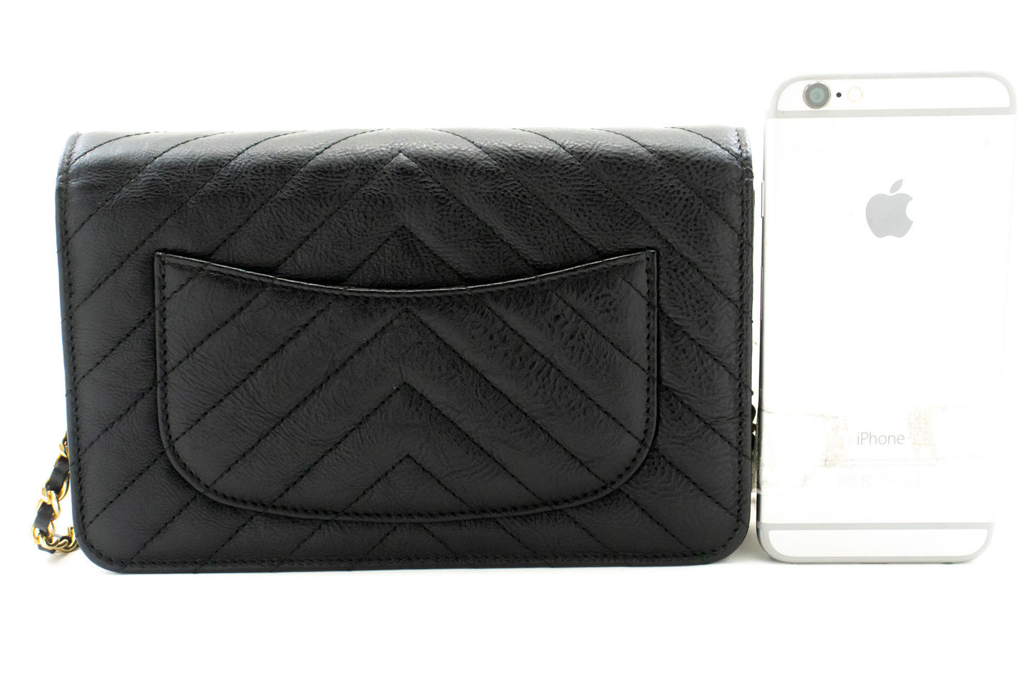 CHANEL V-Stitch Geldbörse aus Kalbsleder mit Kette WOC Umhängetasche ab2 hannari-shop