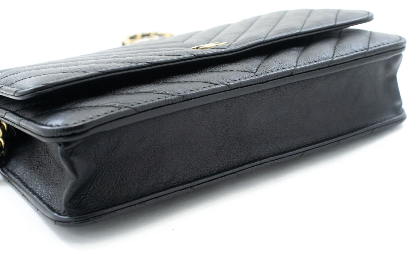 CHANEL V-Stitch Geldbörse aus Kalbsleder mit Kette WOC Umhängetasche ab2 hannari-shop