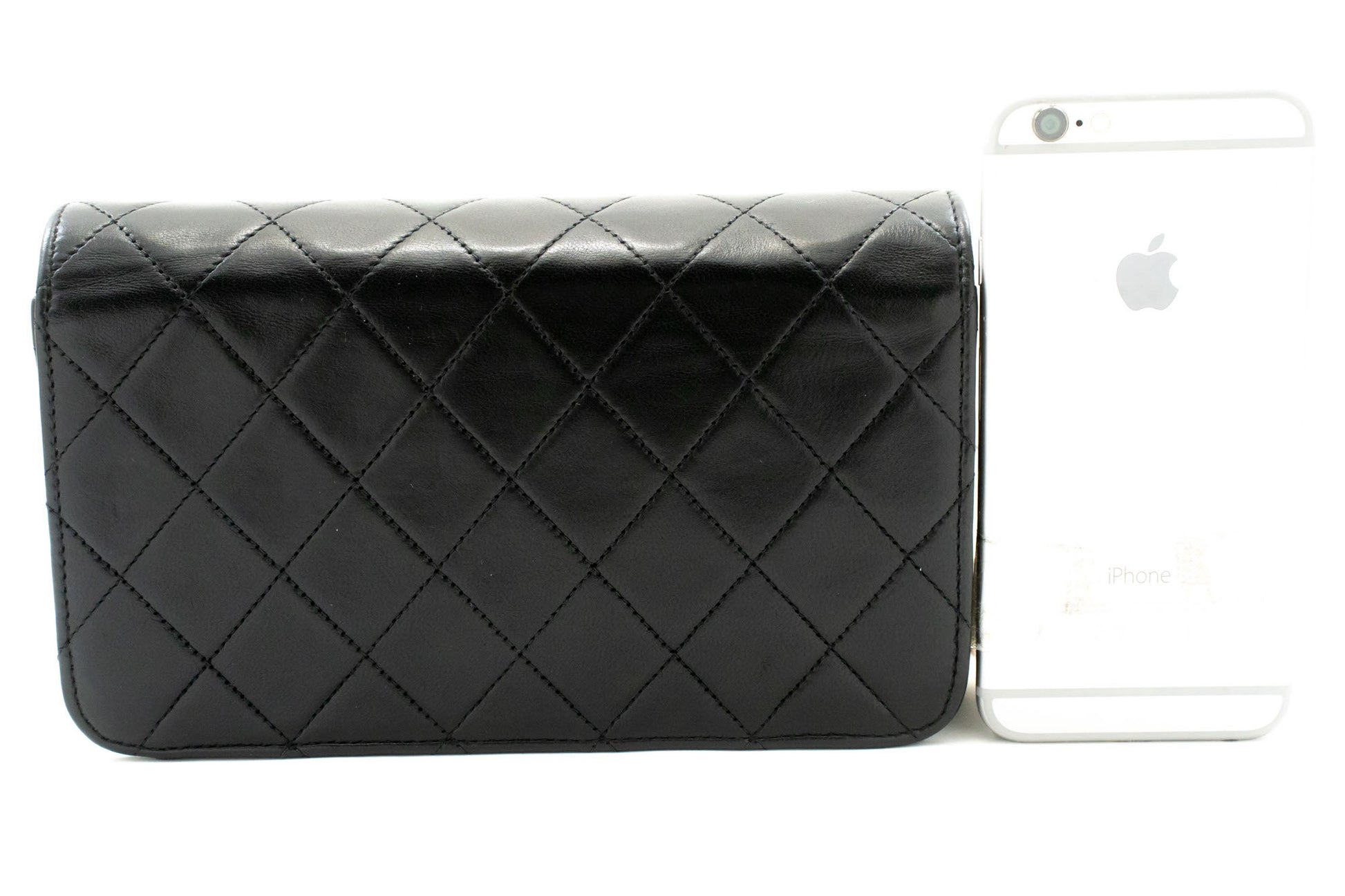 CHANEL Full Flap Small Chain Schultertasche Clutch Schwarz Steppung ab7 hannari-shop