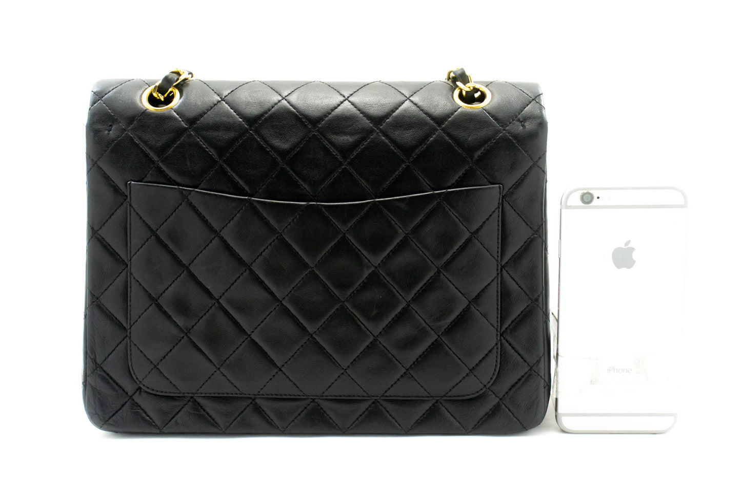 CHANEL Classic Double Flap Square Chain Schultertasche Schwarz Lamm ad7 hannari-shop