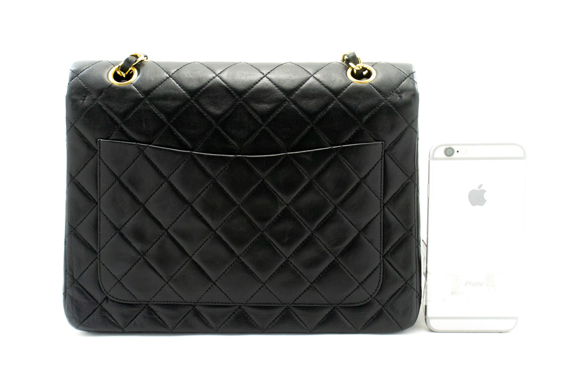 CHANEL Classic Double Flap Square Chain Schultertasche Schwarz Lamm ad7 hannari-shop