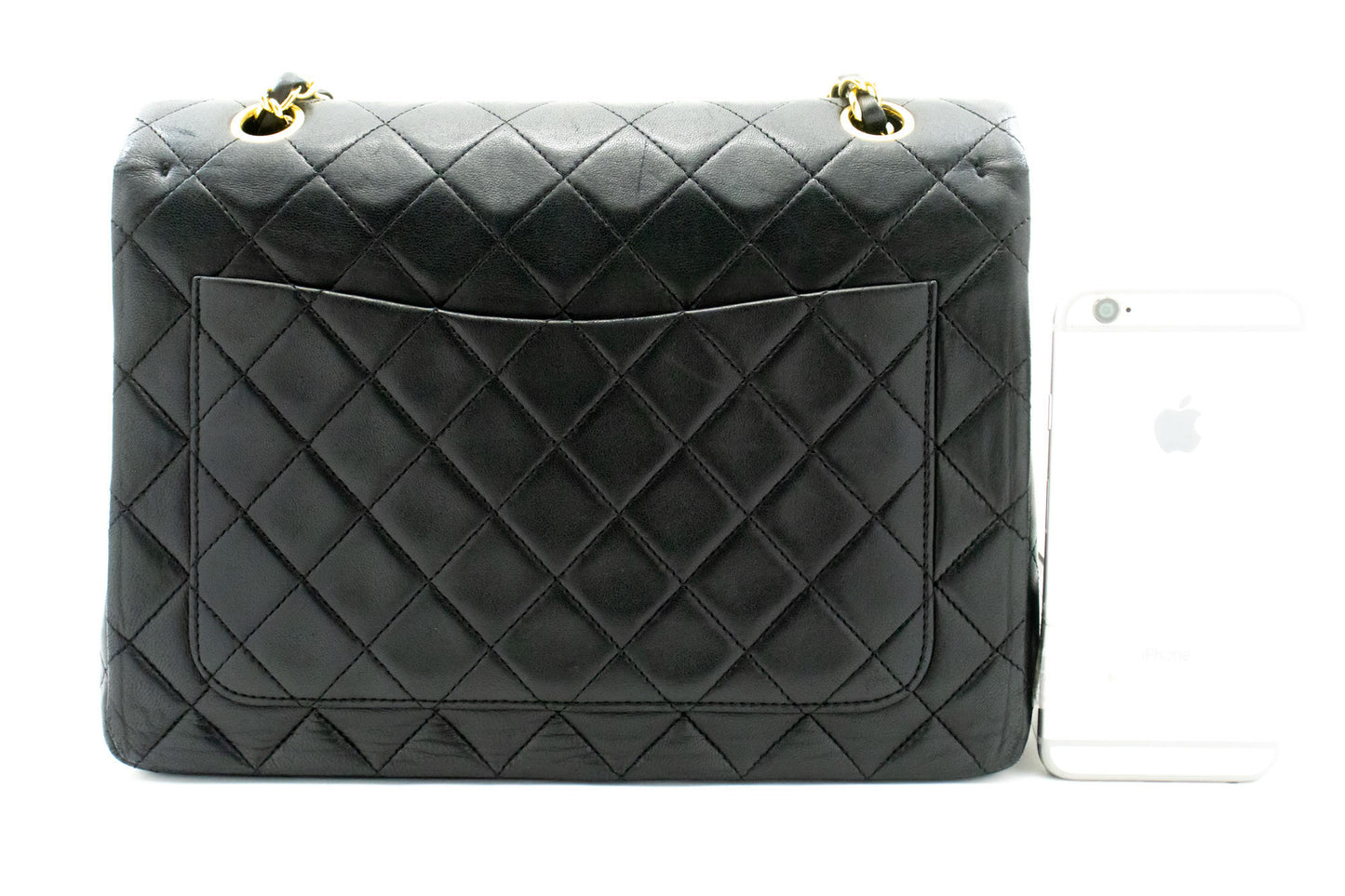 CHANEL Classic Double Flap Square Chain Schultertasche Schwarz Lamm ad1 hannari-shop