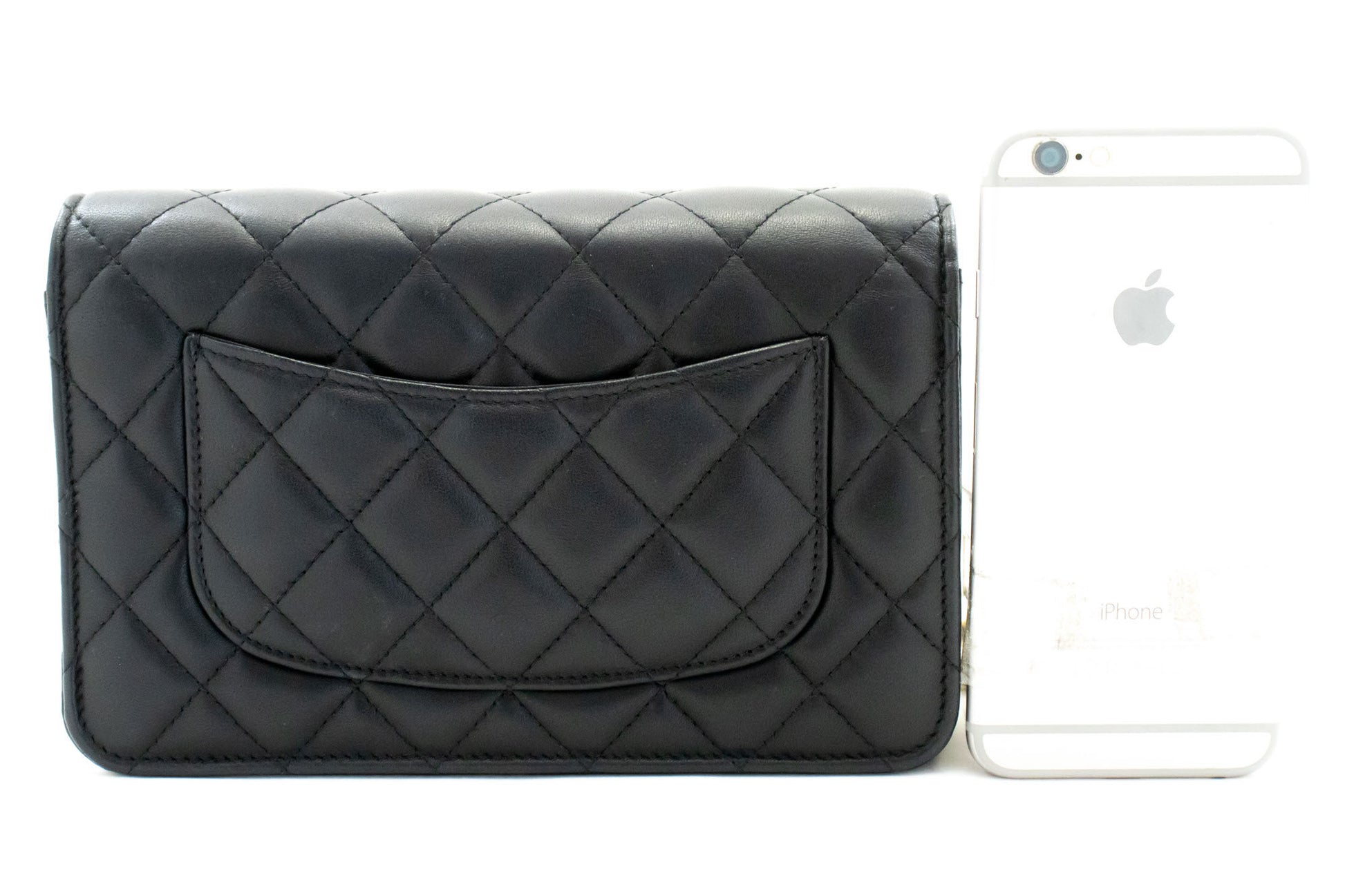 CHANEL Schwarze Classic Wallet On Chain WOC Schultertasche Crossbody ae8 hannari-shop