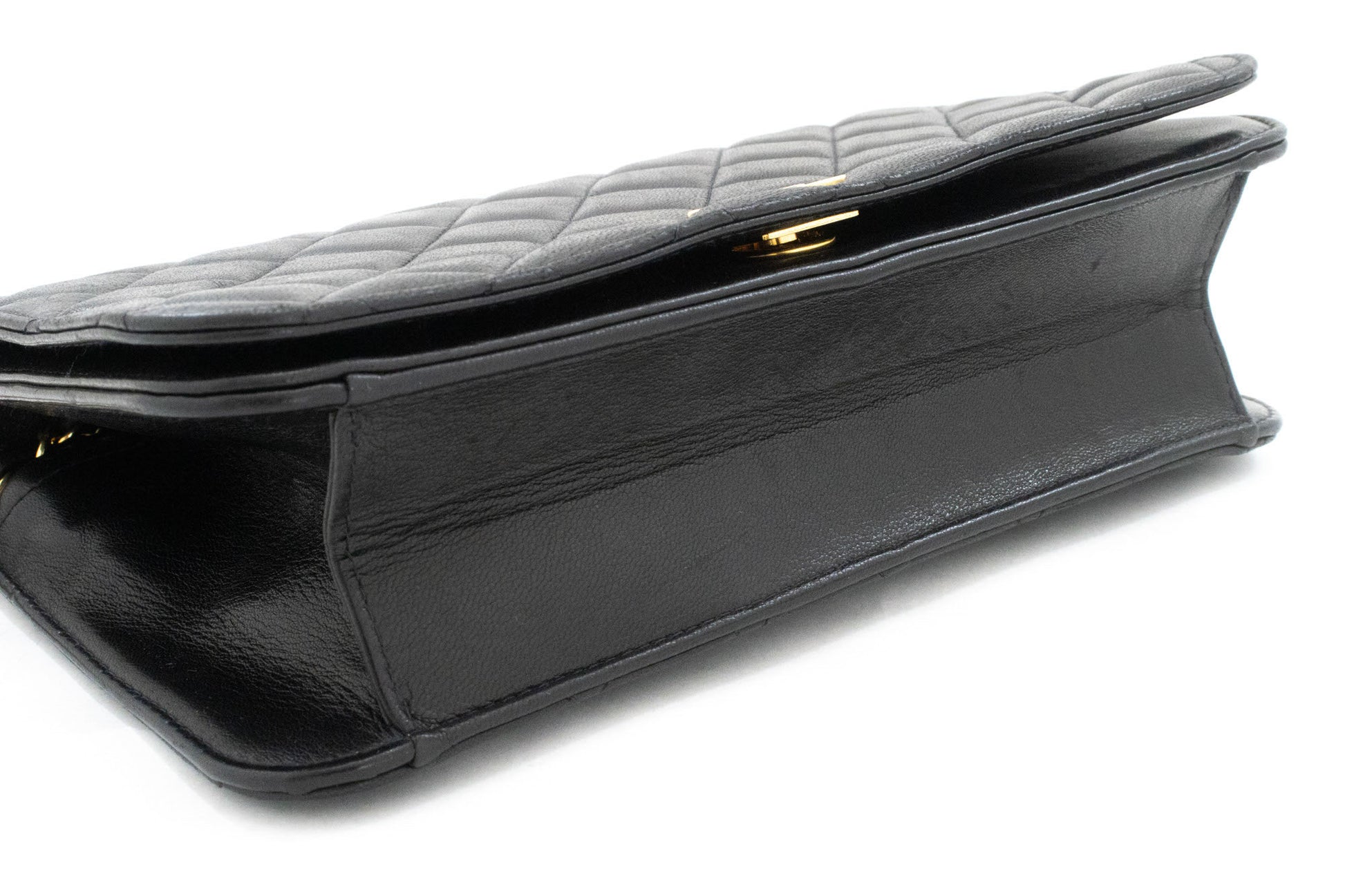 CHANEL Full Flap Chain Shoulder Bag Clutch Black Quilted Lambskin af4 hannari-shop