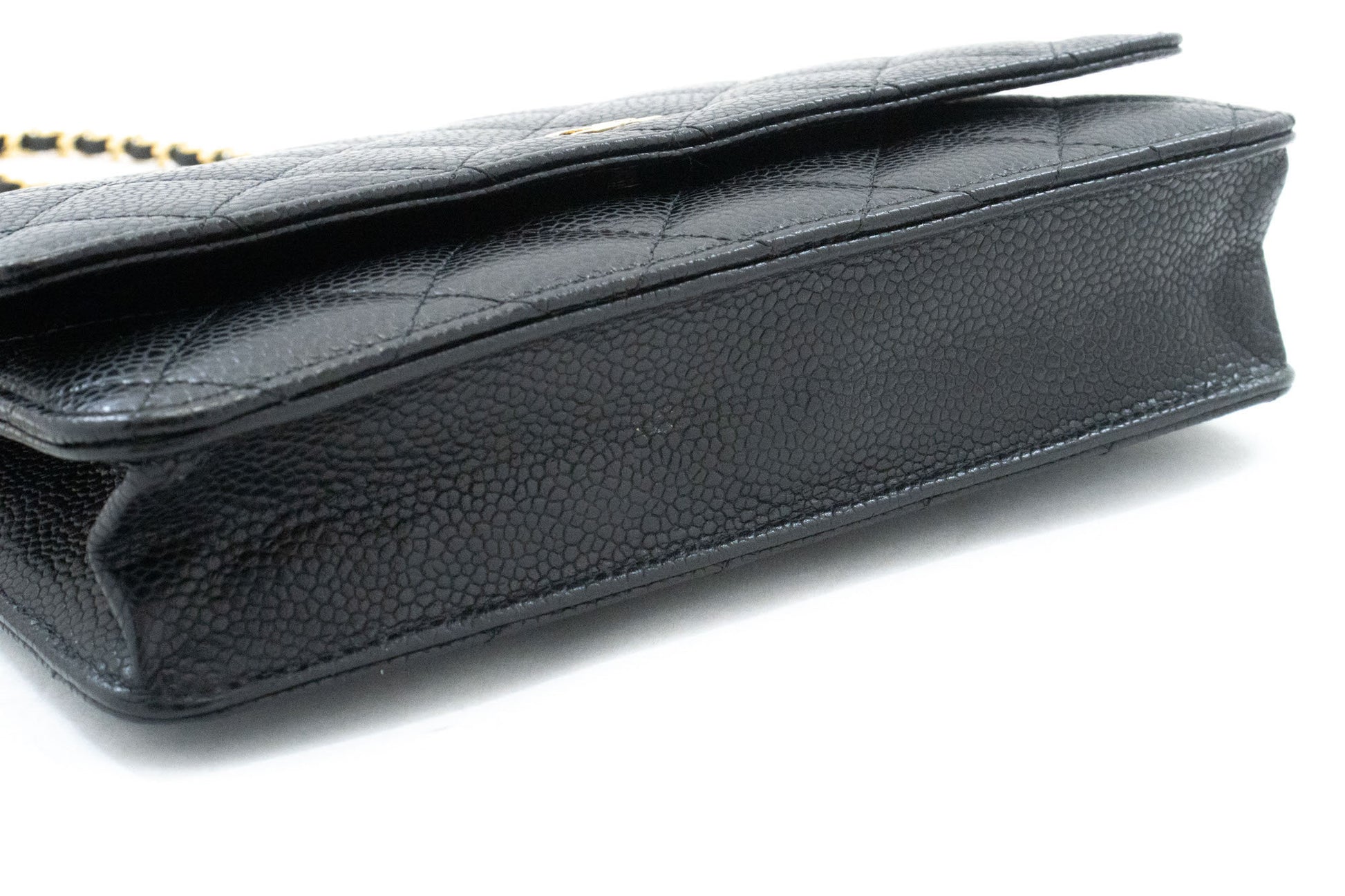 CHANEL Grained Calfskin Wallet On Chain WOC Black Shoulder Bag af8 hannari-shop