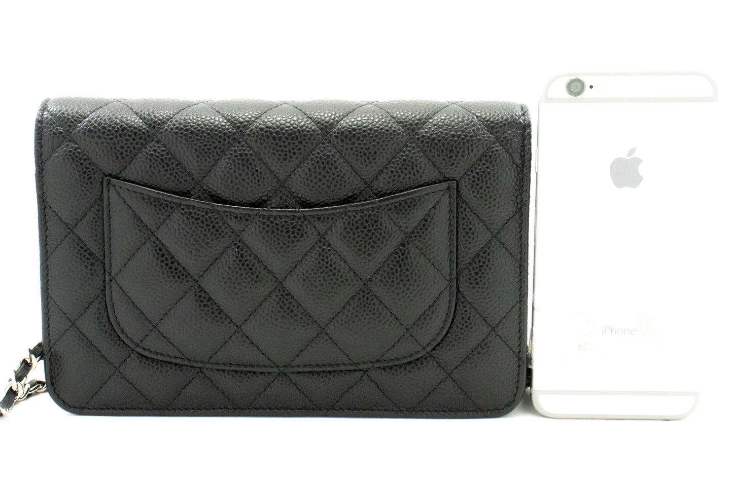 CHANEL Grained Calfskin Wallet On Chain WOC Black Shoulder Bag af5 hannari-shop