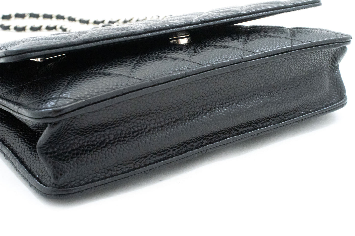 CHANEL Grained Calfskin Wallet On Chain WOC Black Shoulder Bag af5 hannari-shop
