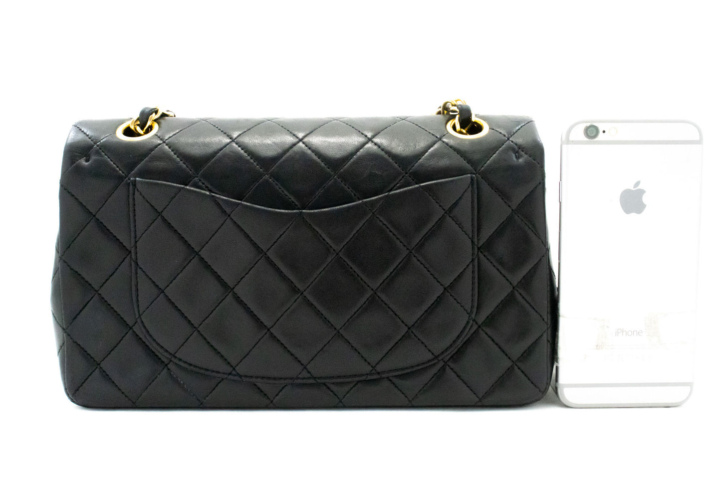 CHANEL Classic Double Flap 9" Chain Schultertasche Schwarz Lammleder ag6 hannari-shop