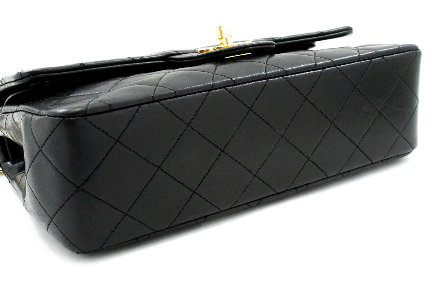 CHANEL Classic Double Flap 9" Chain Schultertasche Schwarz Lammleder ag6 hannari-shop