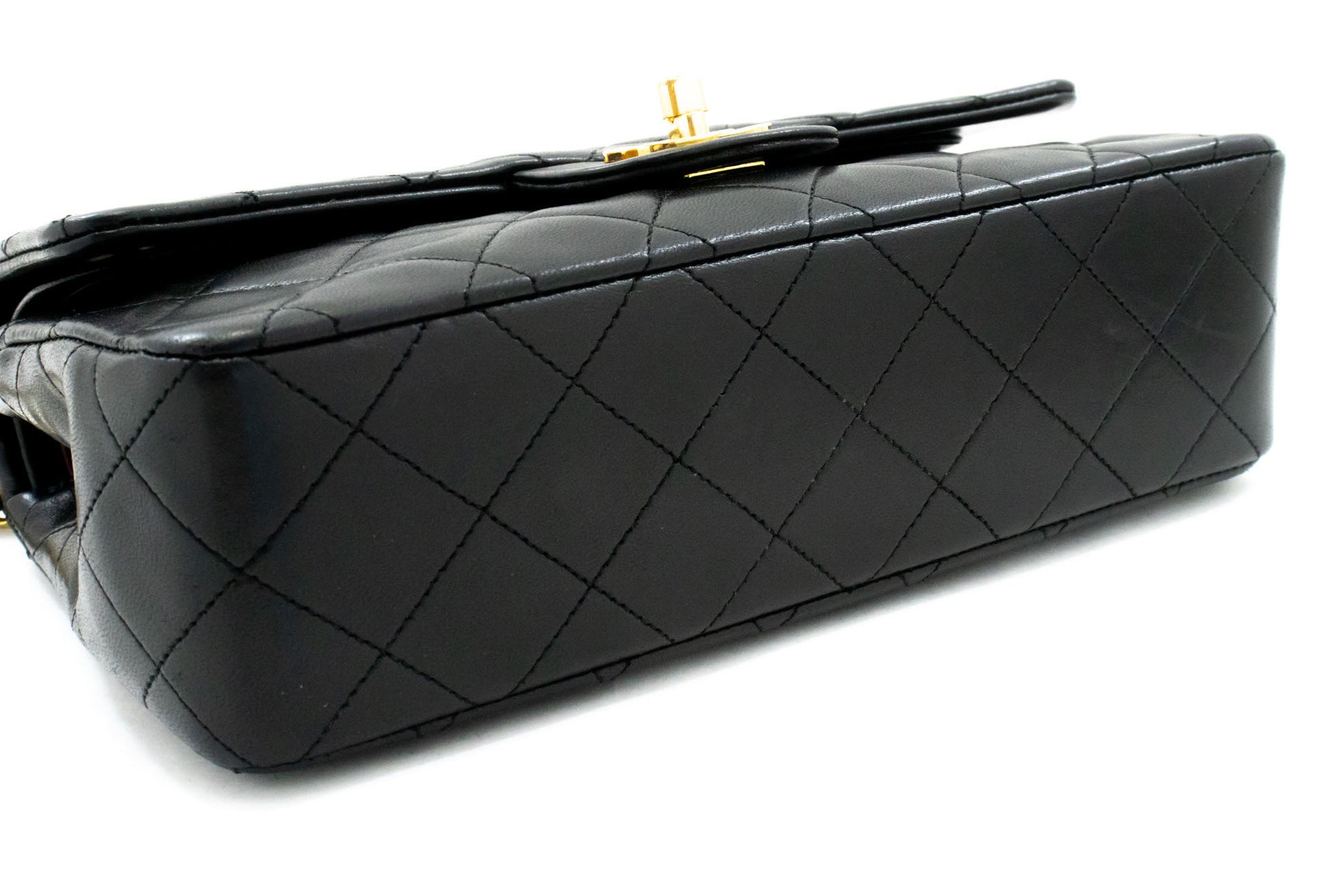 CHANEL Classic Double Flap 9" Chain Schultertasche Schwarz Lammleder ag6 hannari-shop