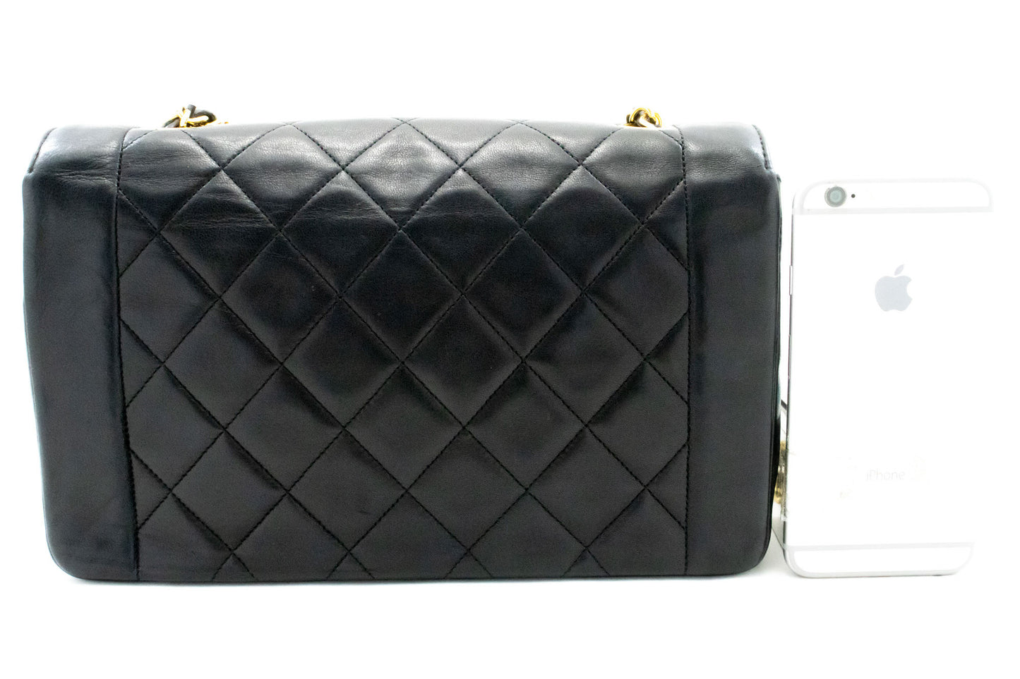 CHANEL Diana Flap Chain Schultertasche Schwarz Stepp Lammleder Geldbörse ah1 hannari-shop