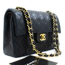CHANEL Classic Double Flap 9" Chain Shoulder Bag Black Lambskin p46 hannari-shop