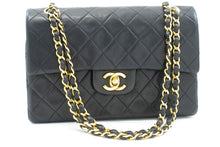 CHANEL Classic Double Flap 9" Chain Shoulder Bag Black Lambskin p46 hannari-shop