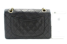 CHANEL Classic Double Flap 9" Chain Shoulder Bag Black Lambskin p46 hannari-shop