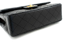 CHANEL Classic Double Flap 9" Chain Shoulder Bag Black Lambskin p46 hannari-shop