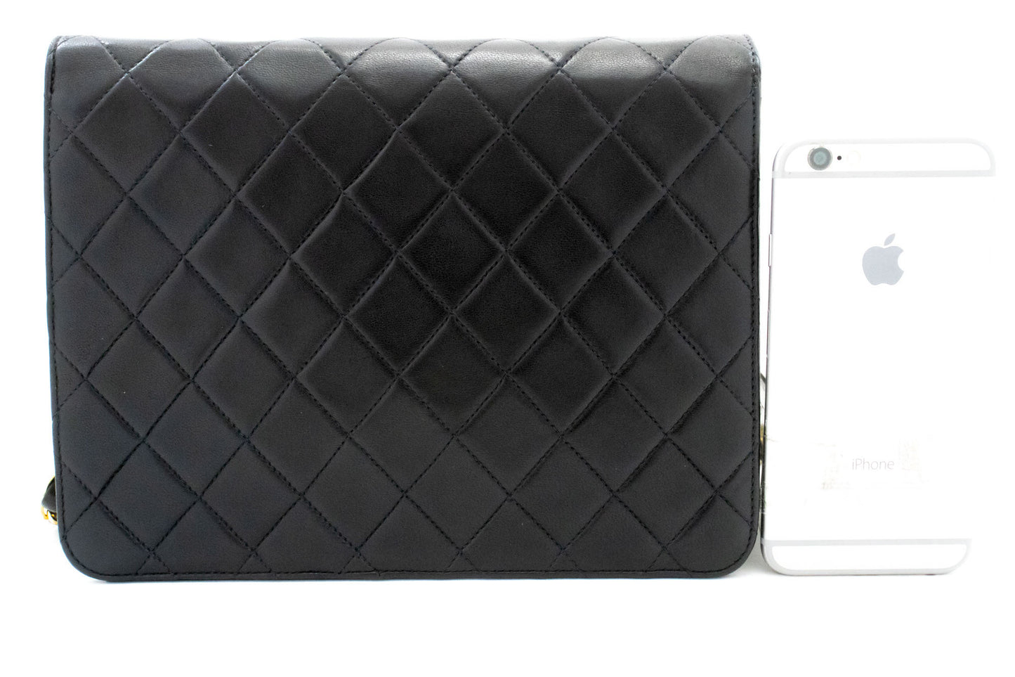 CHANEL Small Chain Shoulder Bag Clutch Black Quilted Flap Lambskin ah4 hannari-shop