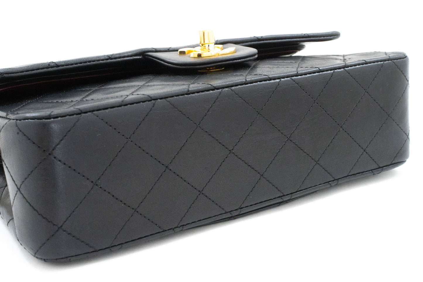 CHANEL Classic Double Flap 9" Kettentasche aus schwarzem Lammleder ak5 hannari-shop