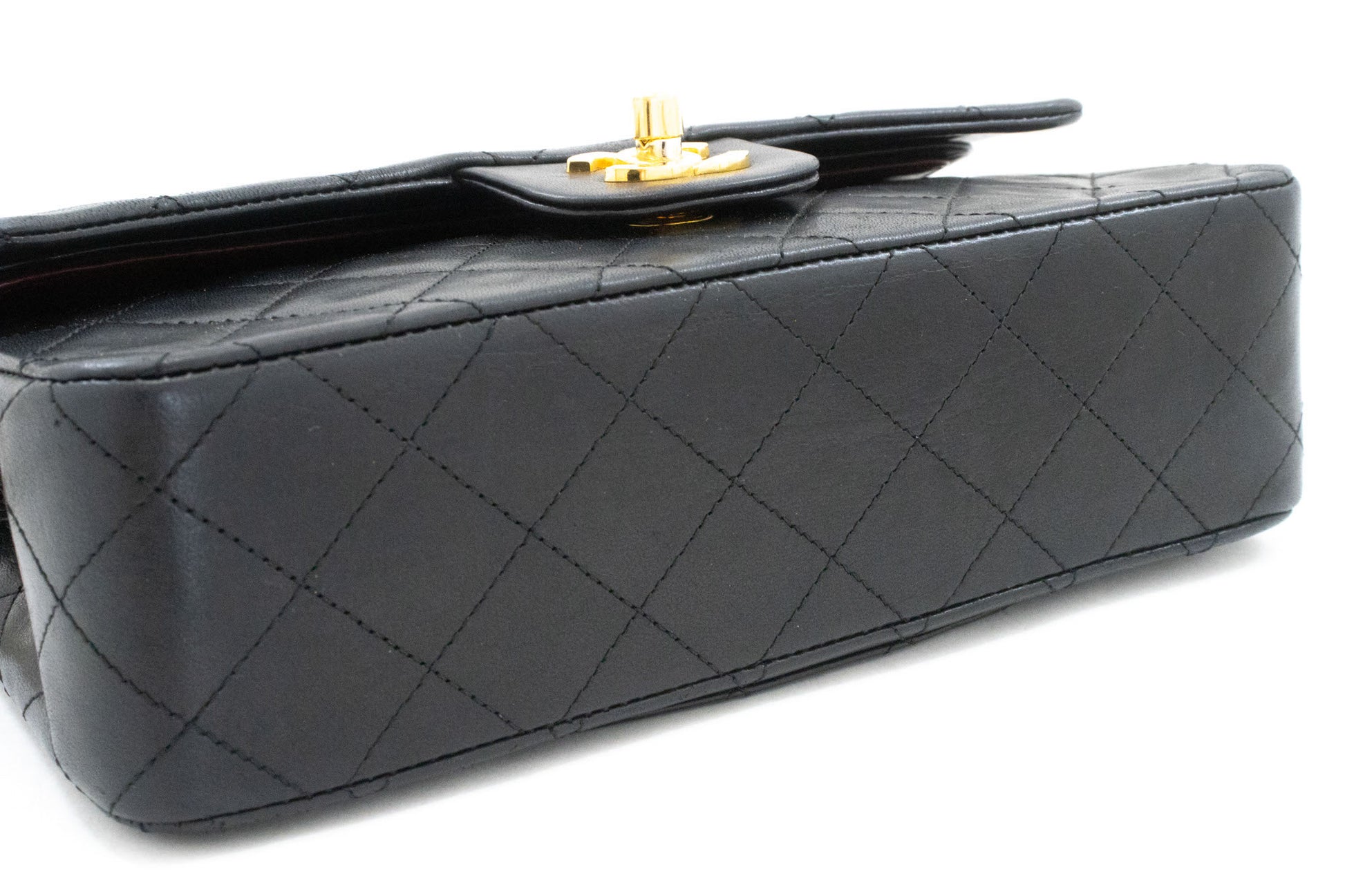 CHANEL Classic Double Flap 9" Kettentasche aus schwarzem Lammleder ak5 hannari-shop