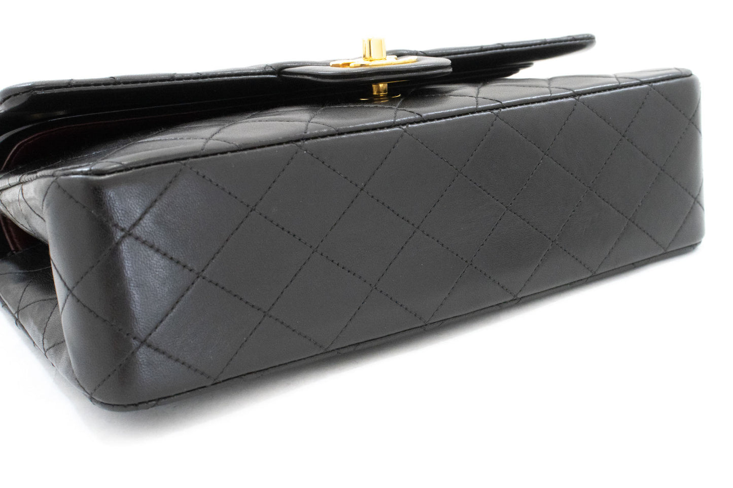 CHANEL Classic Double Flap 10" Kettentasche aus schwarzem Lammleder ak4 hannari-shop