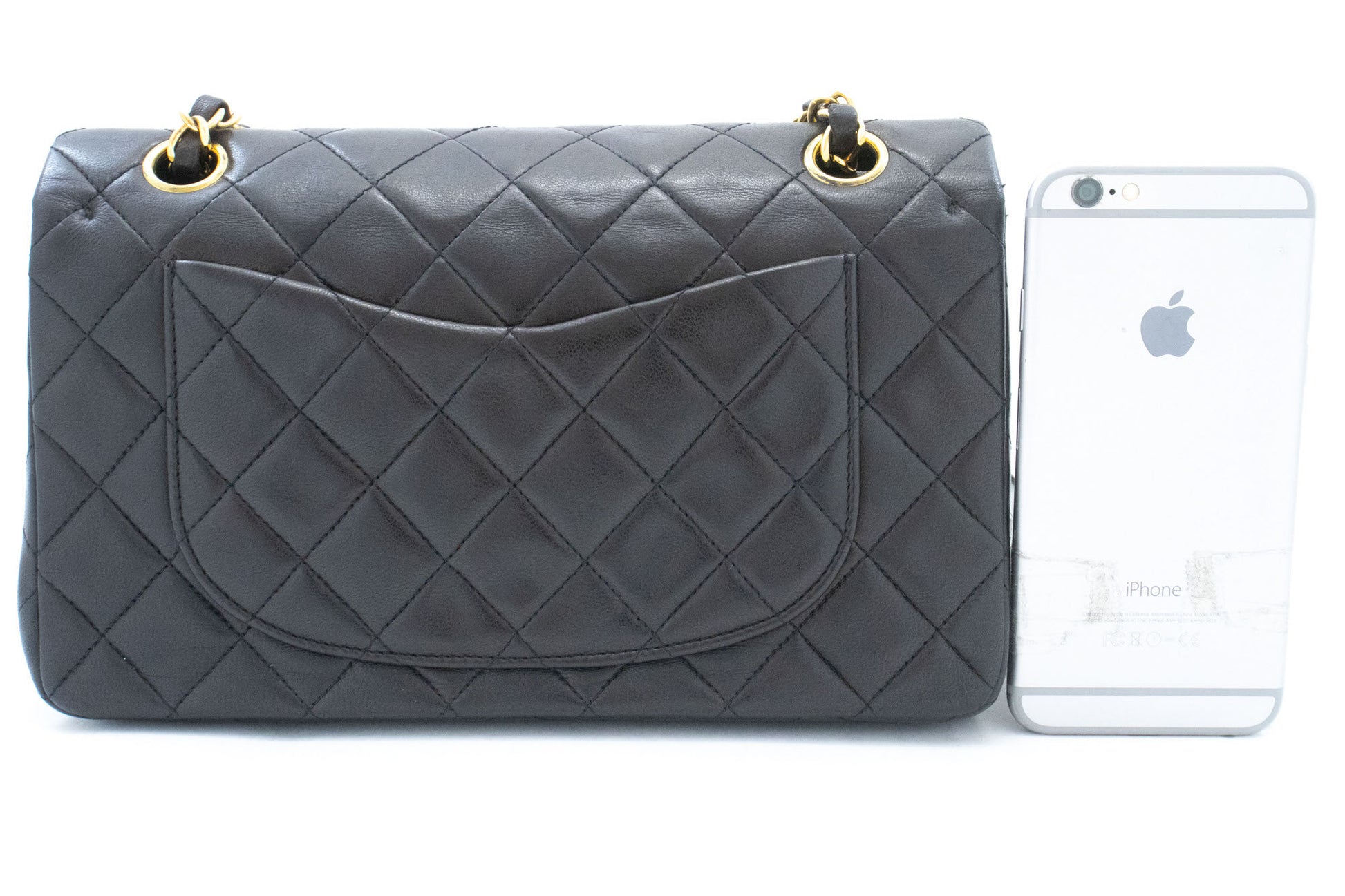 CHANEL Classic Double Flap 9" Chain Schultertasche Schwarz Lammleder ai7 hannari-shop