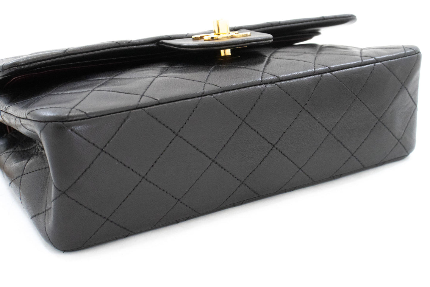 CHANEL Classic Double Flap 9" Chain Schultertasche Schwarz Lammleder ai7 hannari-shop