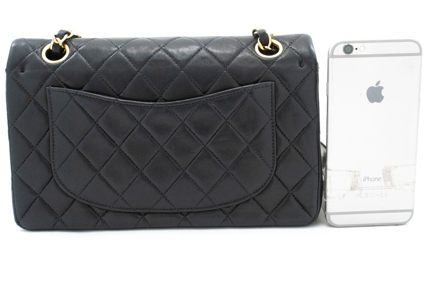 CHANEL Classic Double Flap 9" Chain Schultertasche Schwarz Lammleder ai6 hannari-shop