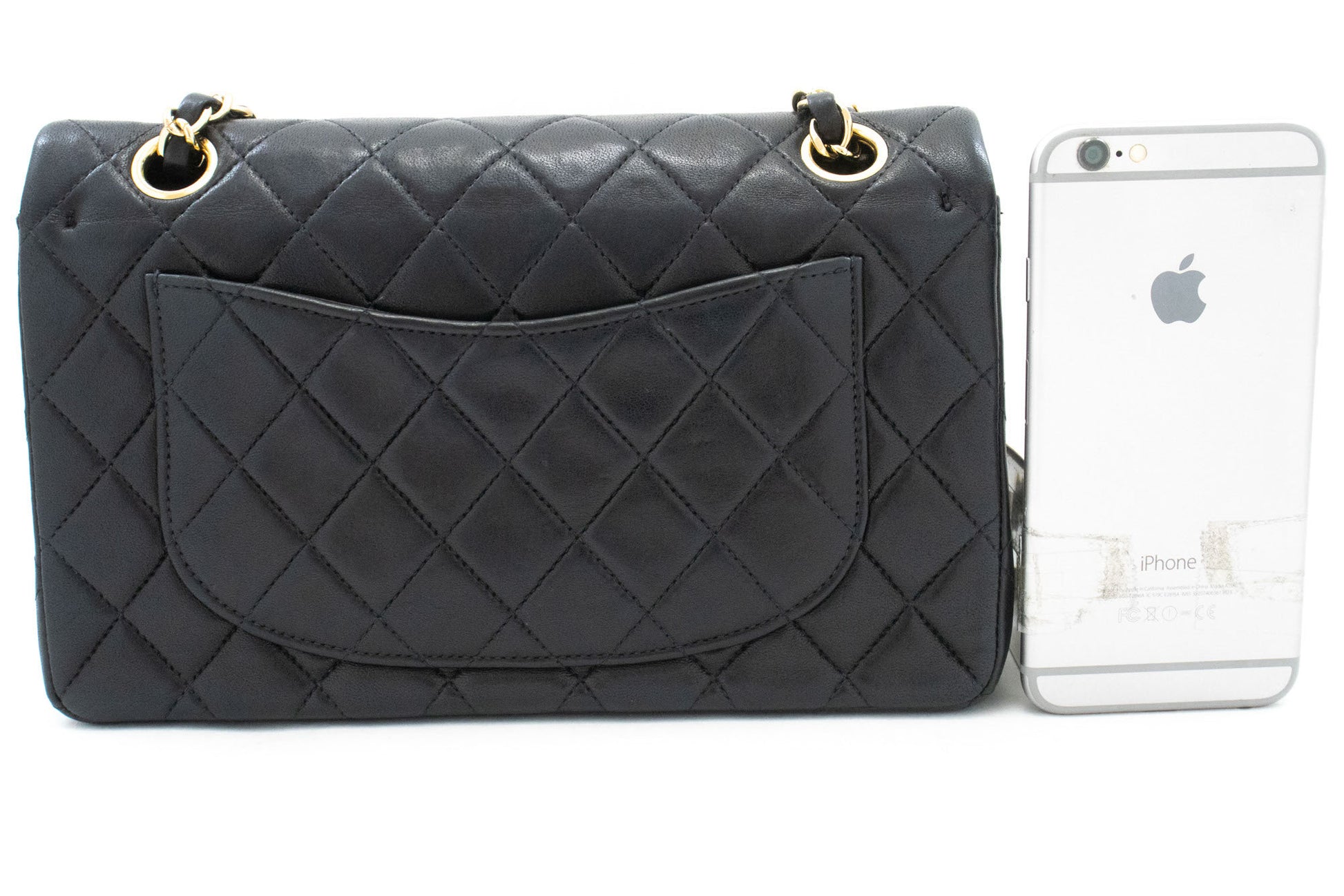 CHANEL Classic Double Flap 9" Chain Schultertasche Schwarz Lammleder ai6 hannari-shop