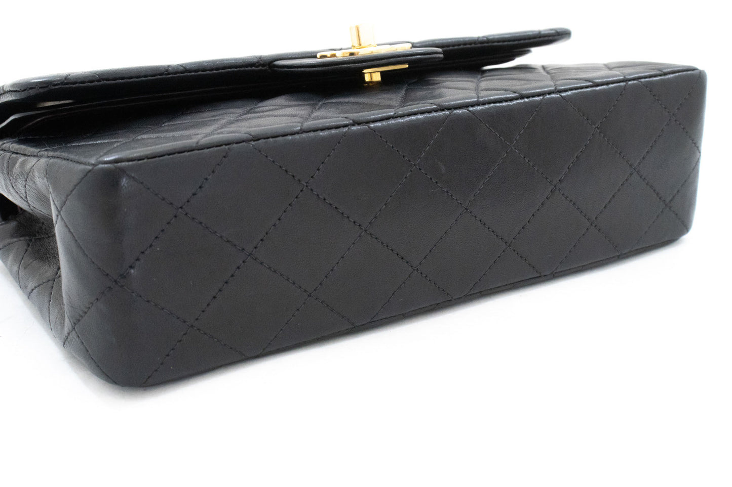 CHANEL Classic Double Flap 9" Chain Schultertasche Schwarz Lammleder ai6 hannari-shop