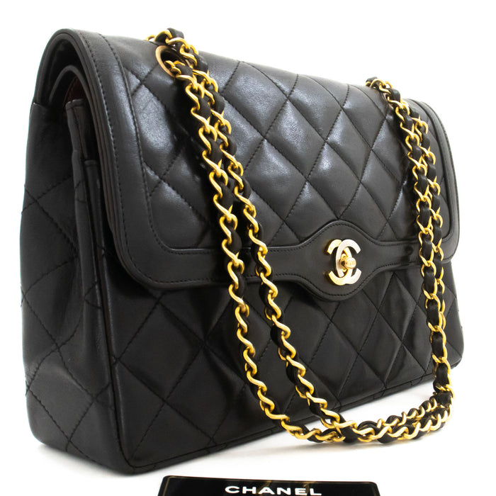 CHANEL Paris Limited Vintage Chain Shoulder Bag Black Quilted Flap ak6 hannari-shop