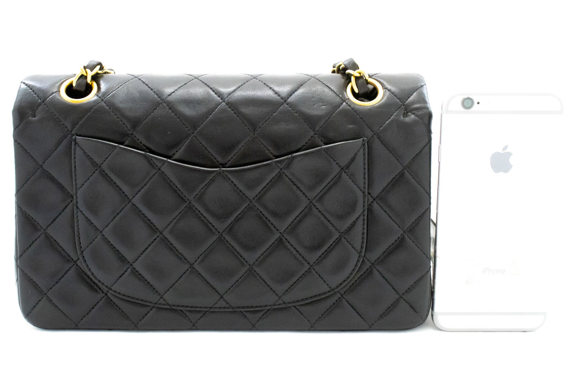 CHANEL Classic Double Flap 9" Schultertasche mit Kette Schwarz Lammleder ai4 hannari-shop