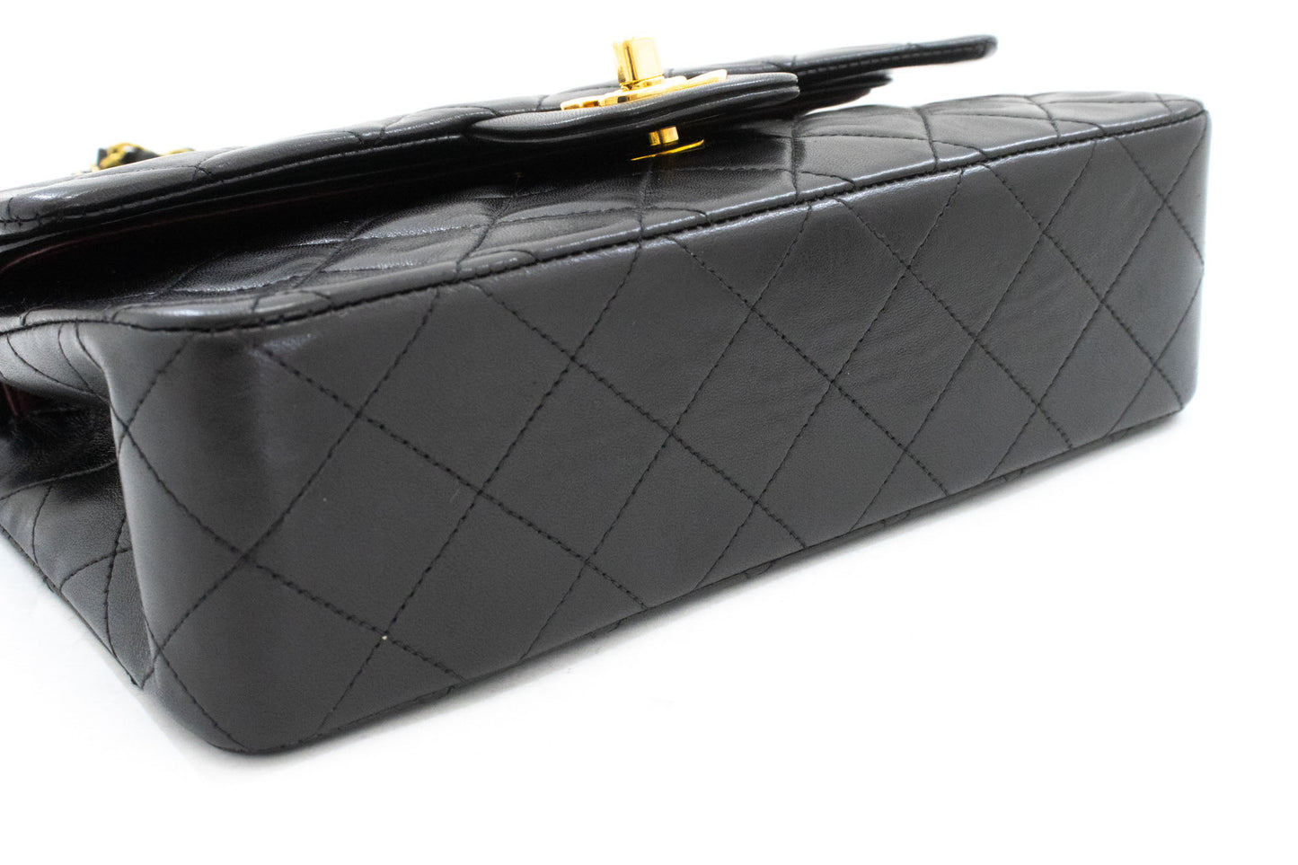 CHANEL Classic Double Flap 9" Schultertasche mit Kette Schwarz Lammleder ai4 hannari-shop