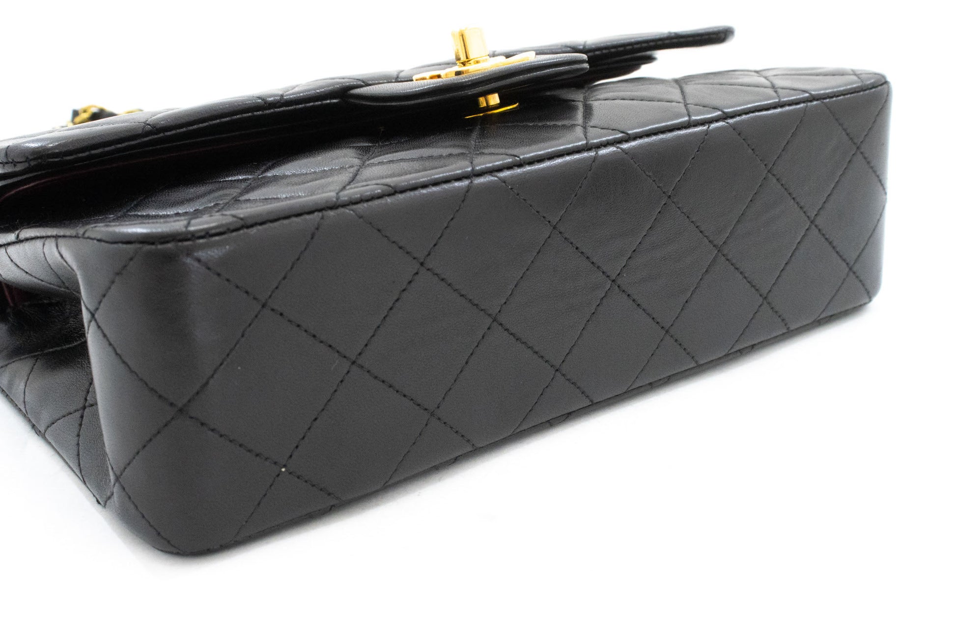 CHANEL Classic Double Flap 9" Schultertasche mit Kette Schwarz Lammleder ai4 hannari-shop