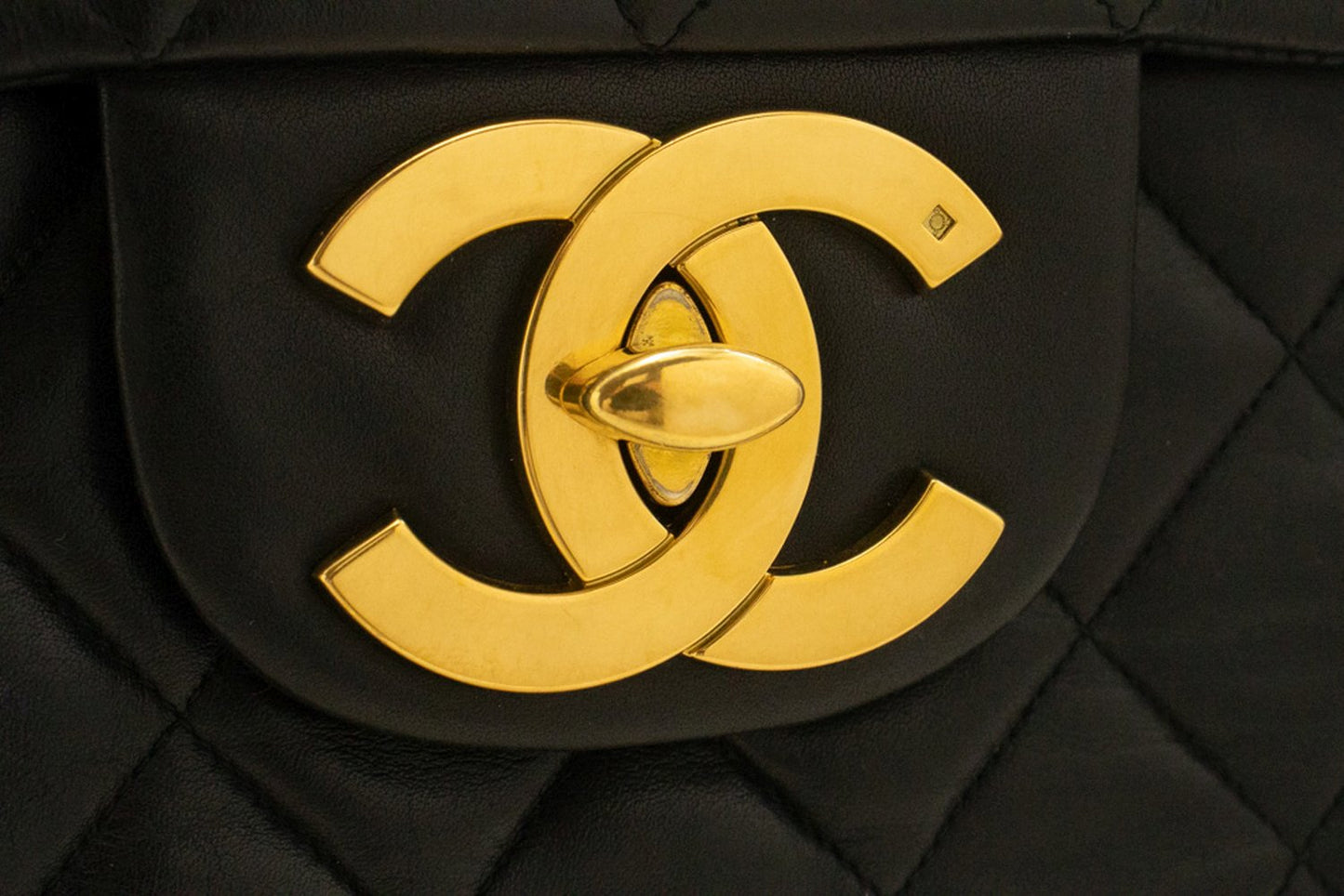 CHANEL Classic Large 13" Flap Chain Shoulder Bag Black Lambskin am4 hannari-shop