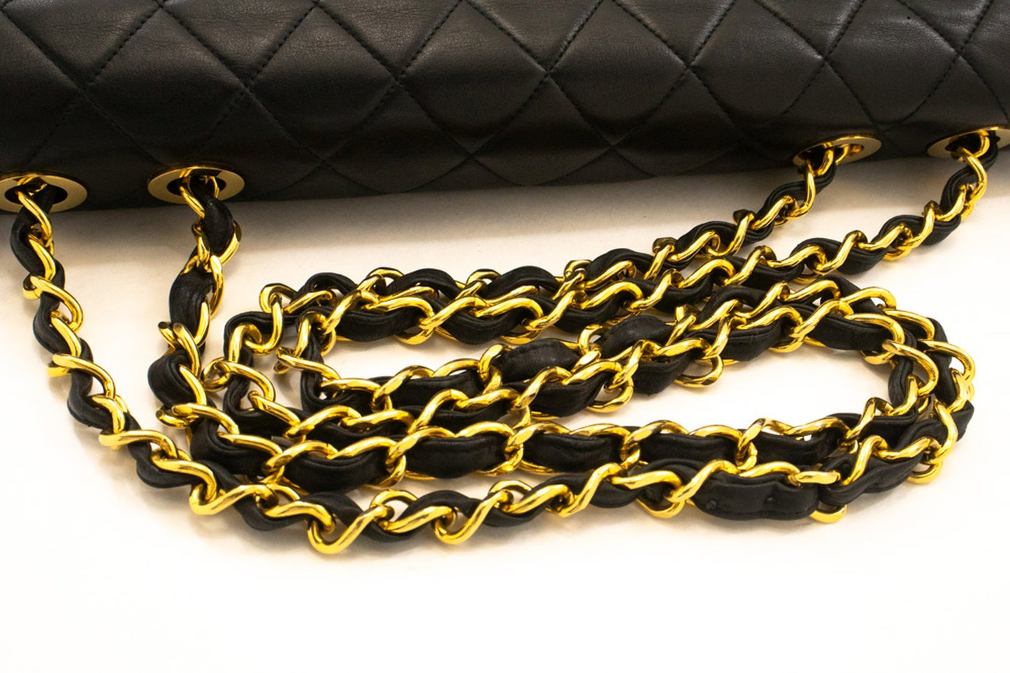 CHANEL Classic Large 13" Flap Chain Shoulder Bag Black Lambskin am4 hannari-shop