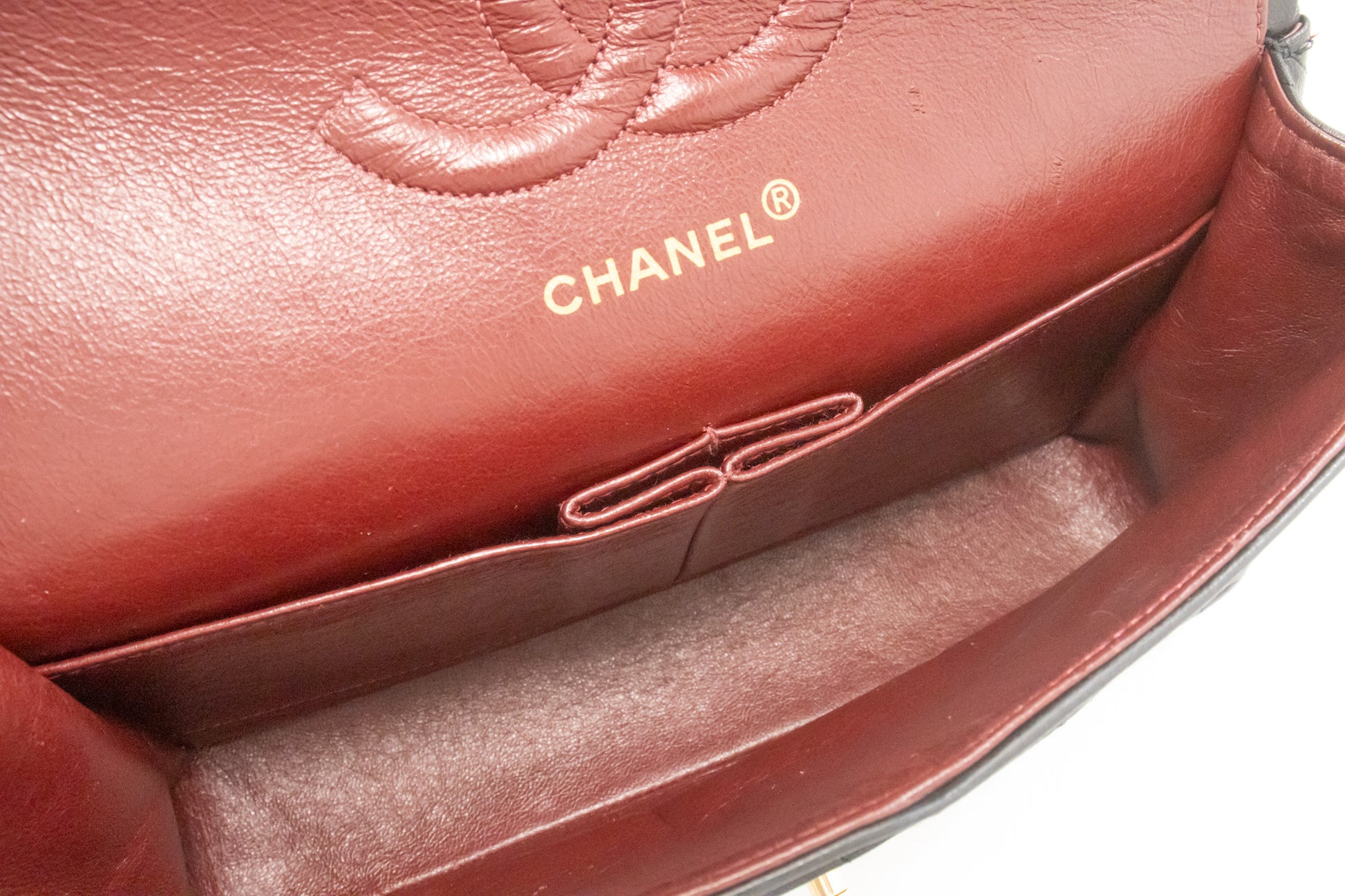CHANEL Classic Double Flap 10" Kettenschultertasche aus schwarzem Lammleder am2 hannari-shop