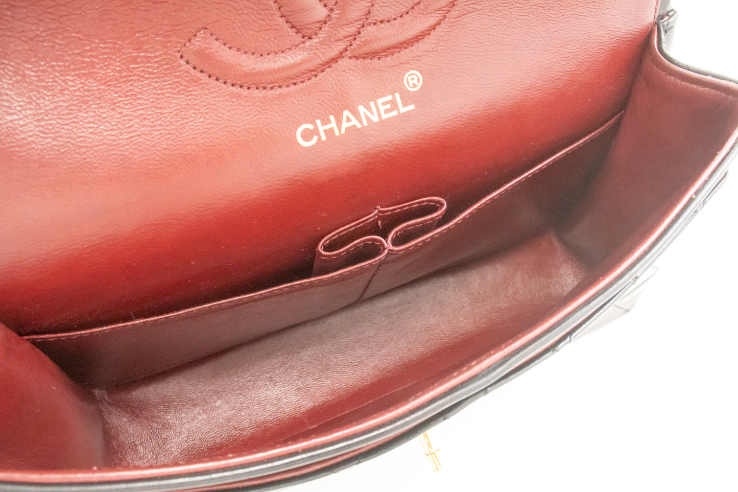 CHANEL Classic Double Flap 10" Ketten-Schultertasche Schwarz Lammleder ak9 hannari-shop