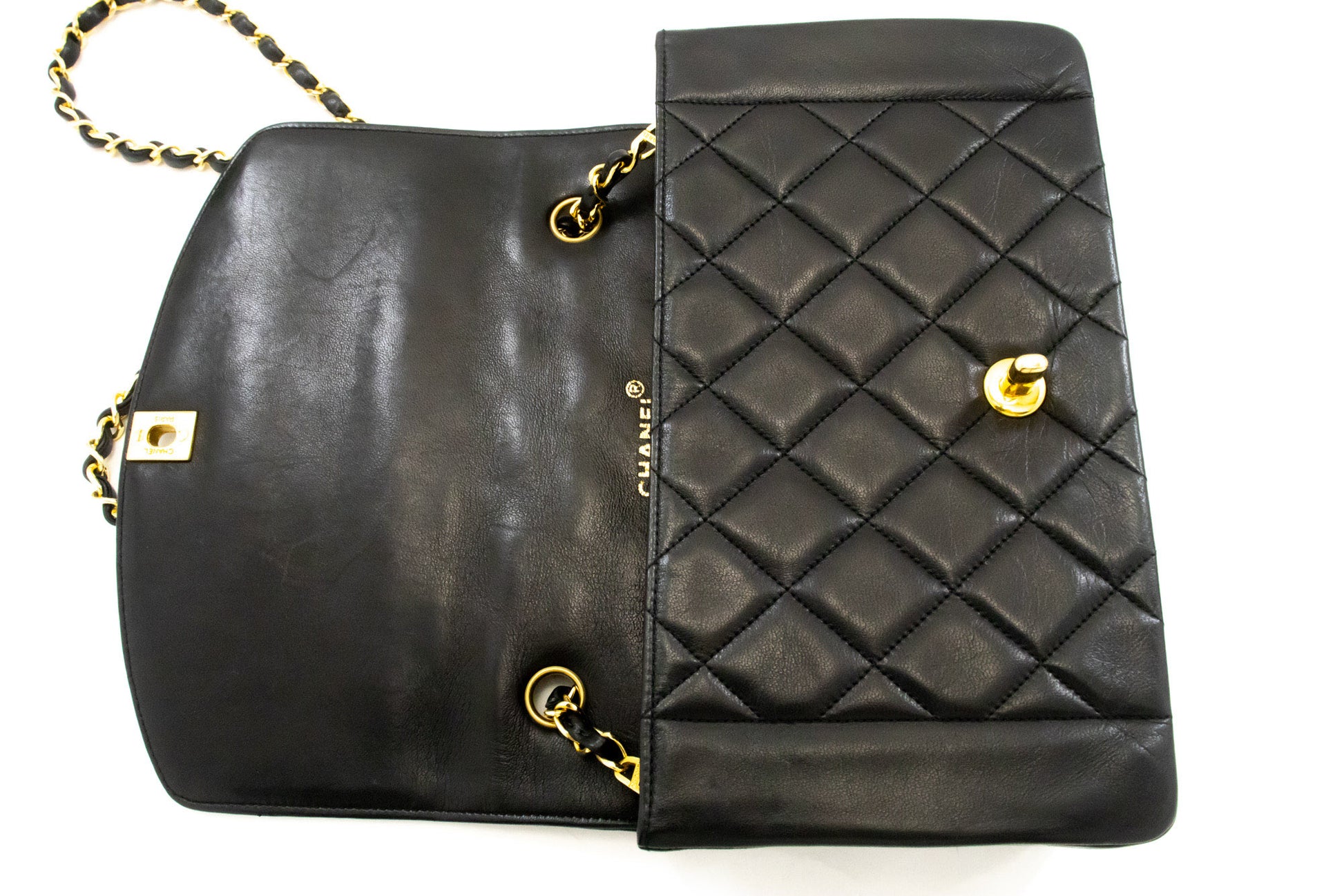 CHANEL Diana Flap Chain Shoulder Bag Black Quilted Lambskin am8 hannari-shop