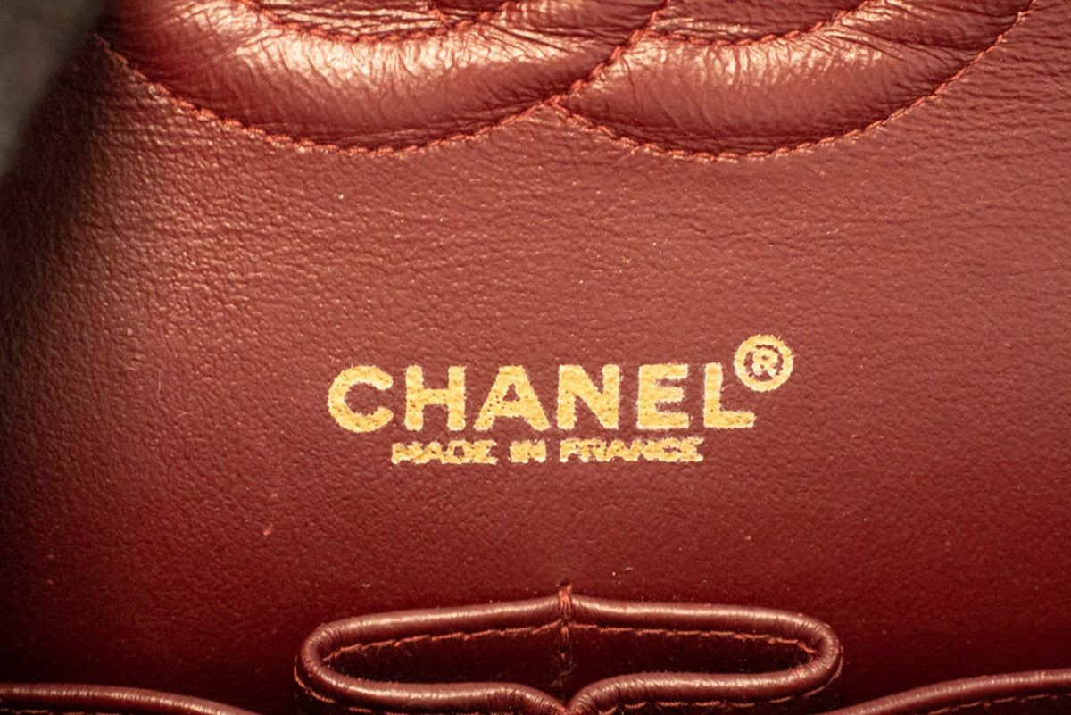 CHANEL Classic Double Flap 10" Chain Shoulder Bag Black Lambskin am9 hannari-shop
