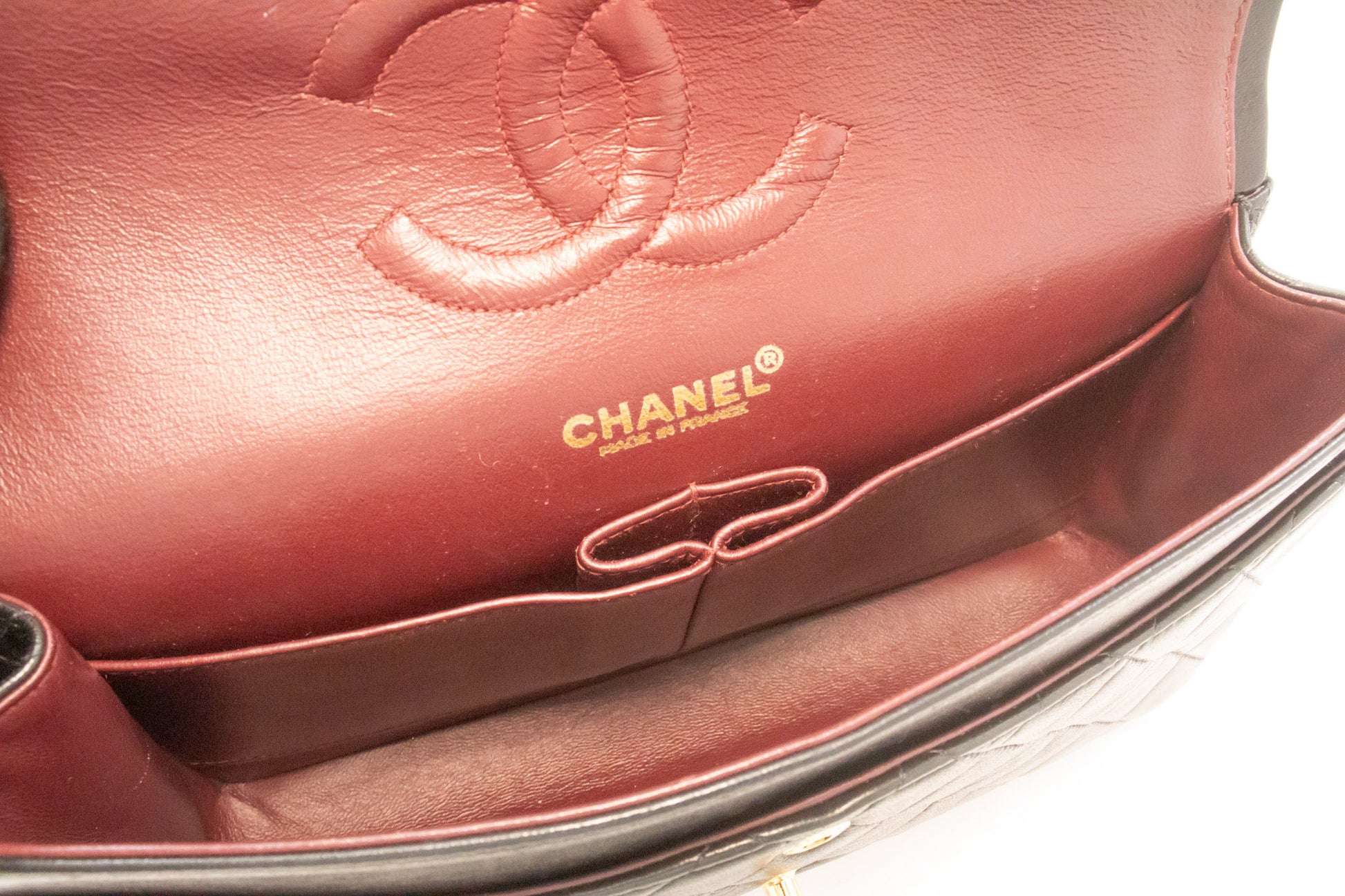 CHANEL Classic Double Flap 10" Chain Shoulder Bag Black Lambskin am9 hannari-shop