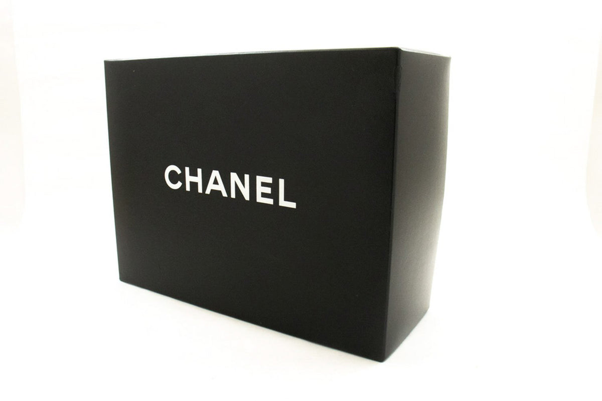 CHANEL Classic Double Flap 10" Chain Shoulder Bag Black Lambskin an1 hannari-shop