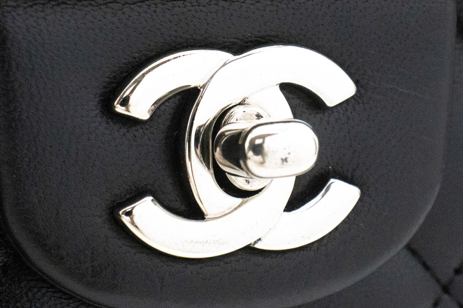 CHANEL Classic Double Flap 10" Chain Shoulder Bag Black Lambskin am6 hannari-shop