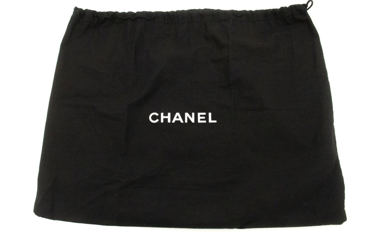 CHANEL Classic Double Flap 10" Chain Shoulder Bag Black Lambskin am6 hannari-shop
