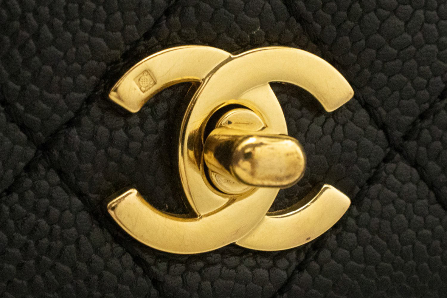 CHANEL Grained Calfskin Handbag Top Handle Bag Kelly Black Flap an4 hannari-shop